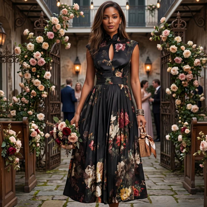 Midnight Garden Reverie Midi Dress