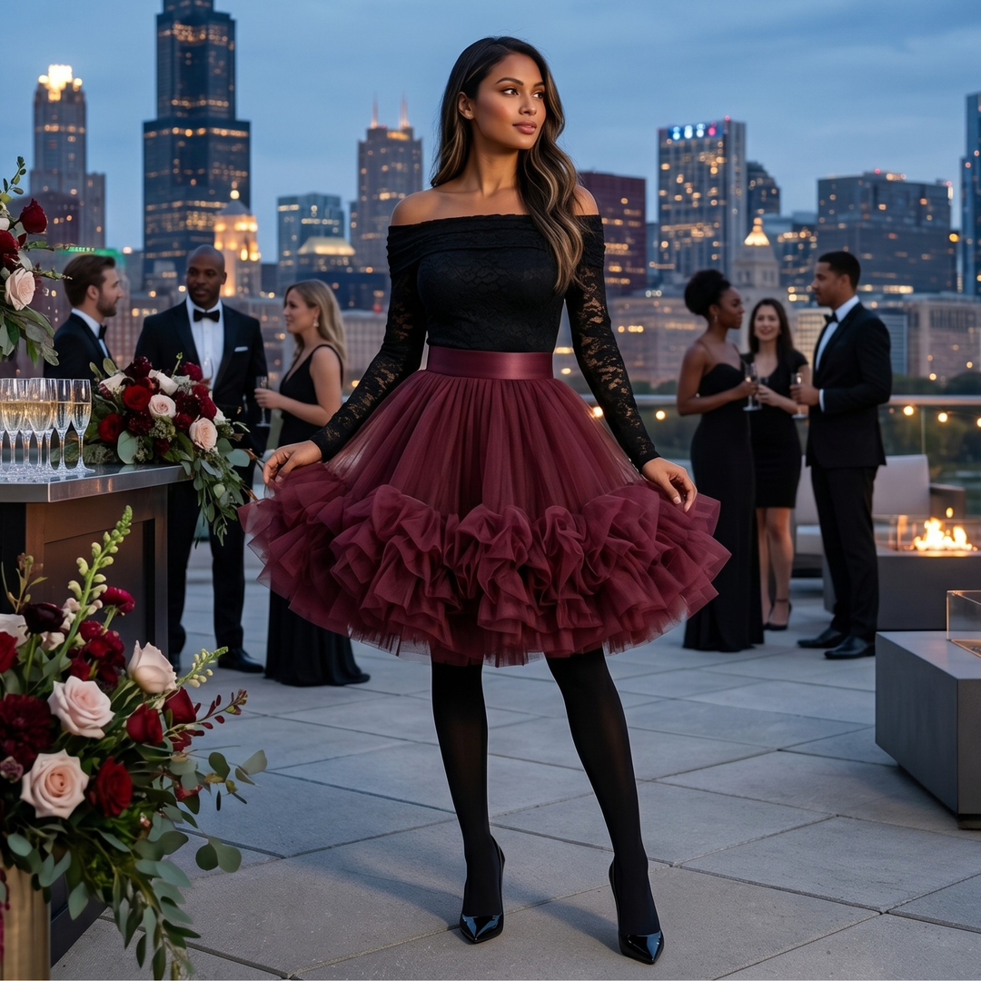 Crimson Promise Burgundy Couture Tulle Skirt