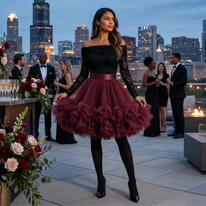 Crimson Promise Burgundy Couture Tulle Skirt