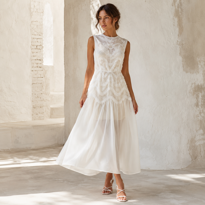 Pearl Union Celestine Veil Tiered Lace Bridal Dress