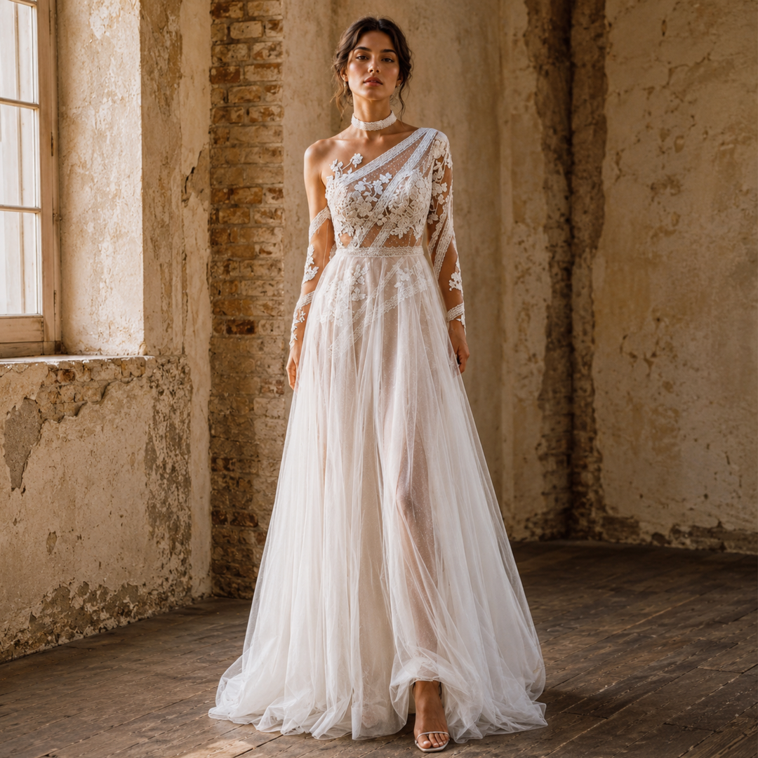 Amalfi Moonlight Lace Bridal Gown