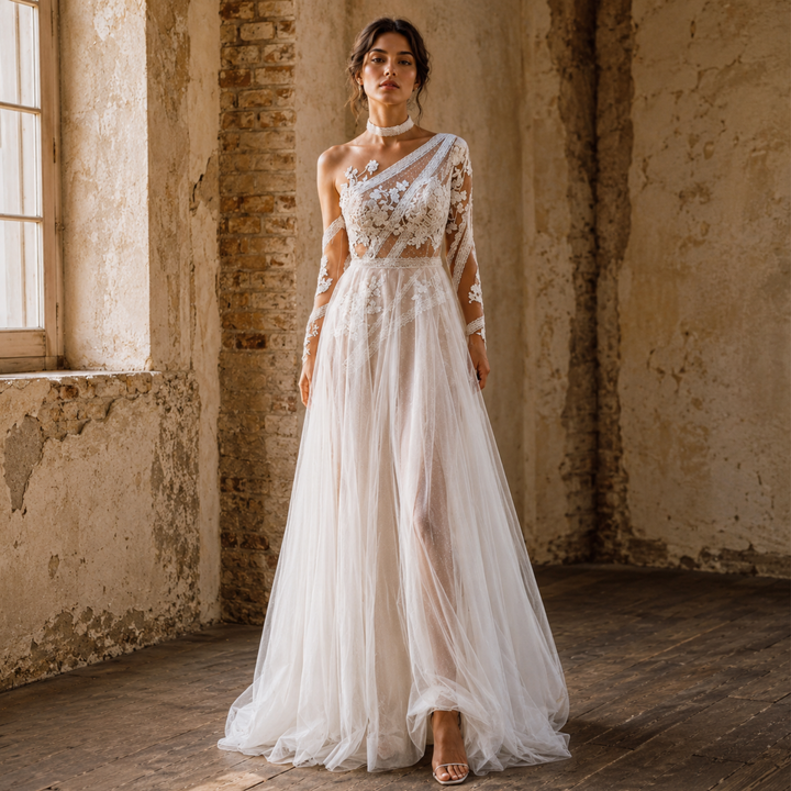 Amalfi Moonlight Lace Bridal Gown