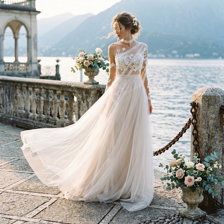 Pearl Union Amalfi Moonlight Lace Bridal Gown