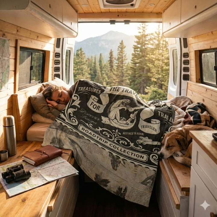 Road Trip Tales – Classic Storybook Edition — Sherpa Fleece Blanket (60 x 80)