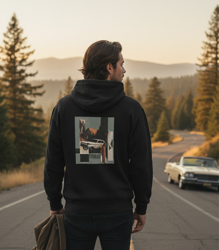 Embrace the Journey – Roadtrip Collage, Unisex Zip Hoodie