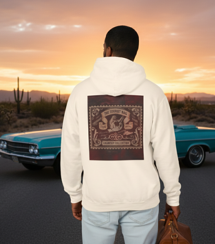 Roadtrip Tales – Crimson Edition, Unisex Lightweight Hooded Sweatshirt (Ivory)