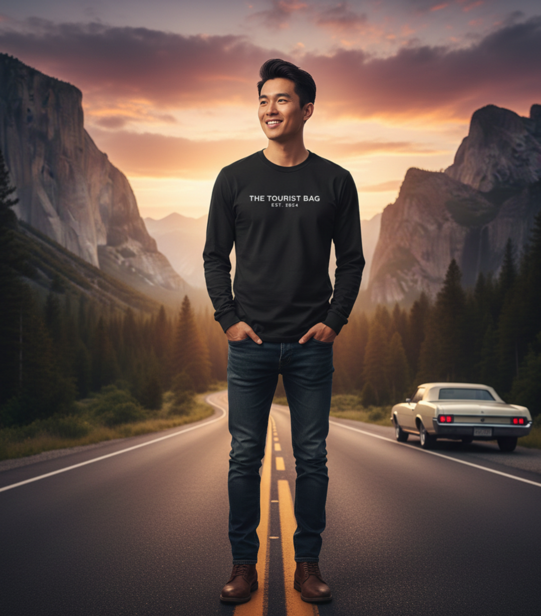 Embrace the Journey – road trip Collage — Unisex Ultra Cotton Long Sleeve Tee (Black)