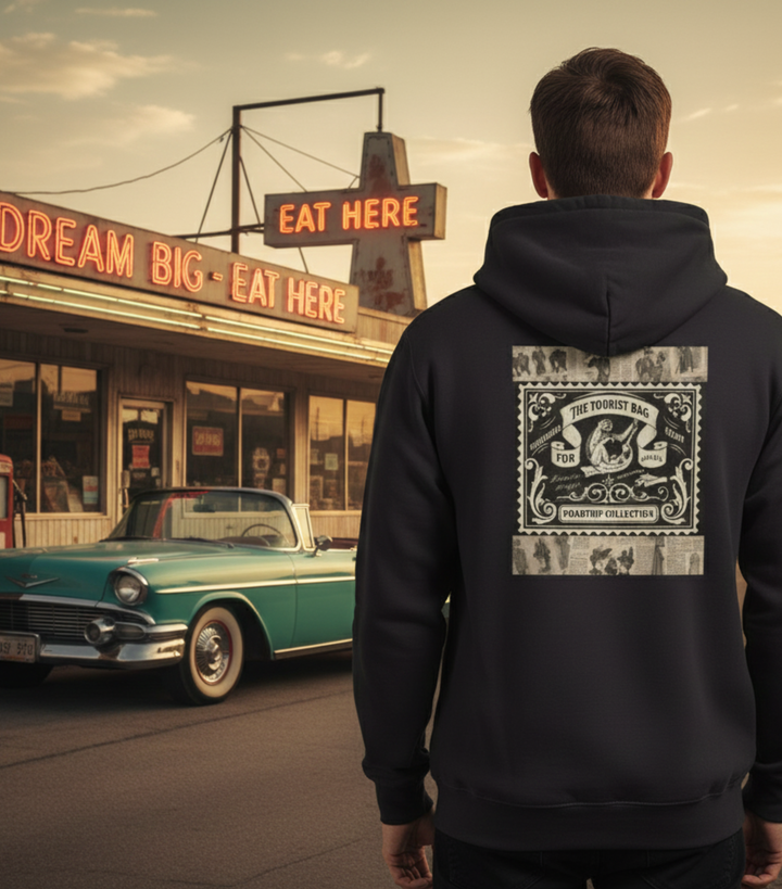 Road Trip Tales – Classic Storybook Edition, Unisex Hooded Sweatshirt (Black)