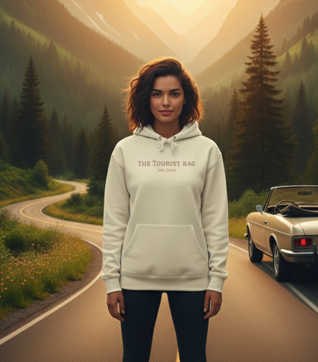 Wander & Roam – Golden Wing Edition, Unisex Lightweight Hooded Sweatshirt (Ivory)