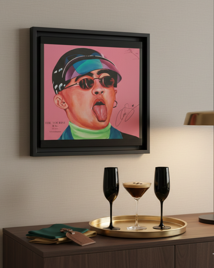Signature Portrait Matte Canvas, Framed (Black) (Inspired by Bad*Bunny)