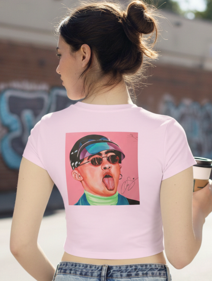 Signature Portrait Women's Baby Tee (Inspired by Bad*Bunny)