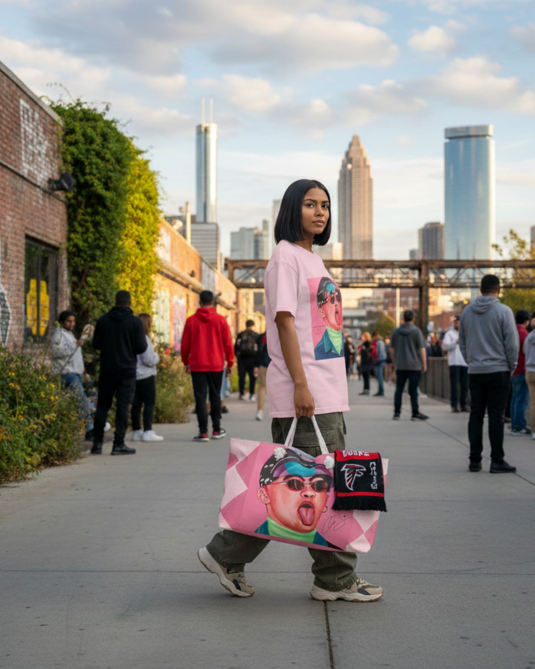 Signature Portrait - Pink Checker Weekender Bag (Inspired by Bad*Bunny)