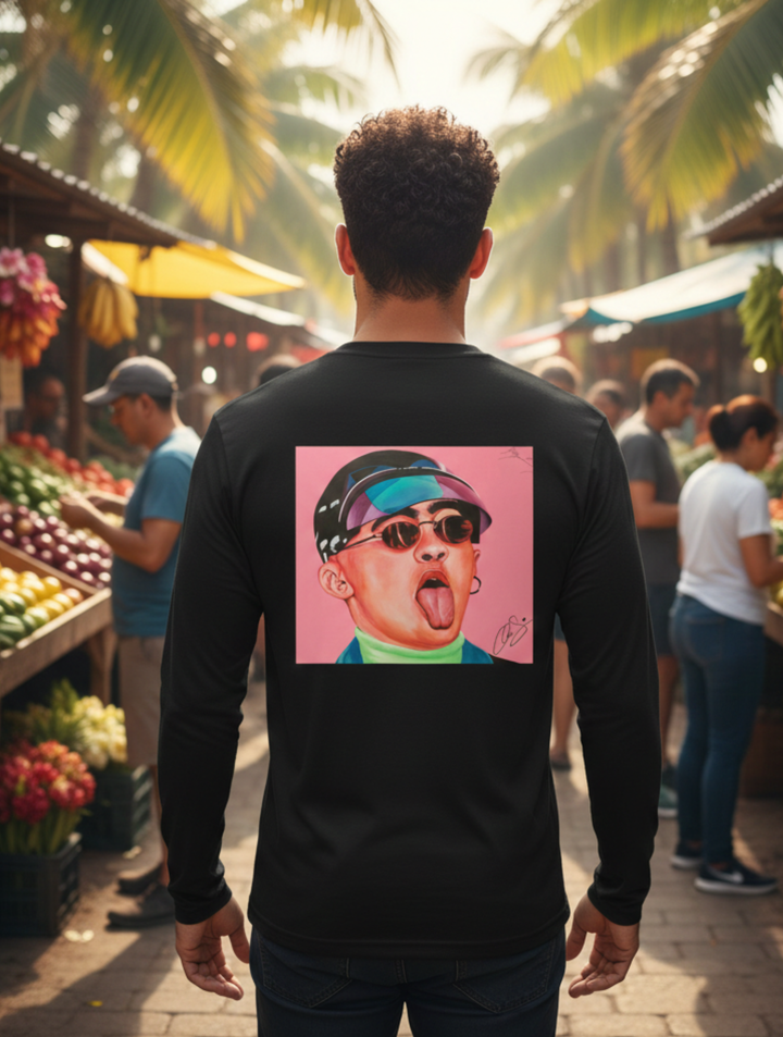 Signature Portrait Unisex Lightweight Long Sleeve Tee (Inspired Bad*Bunny)