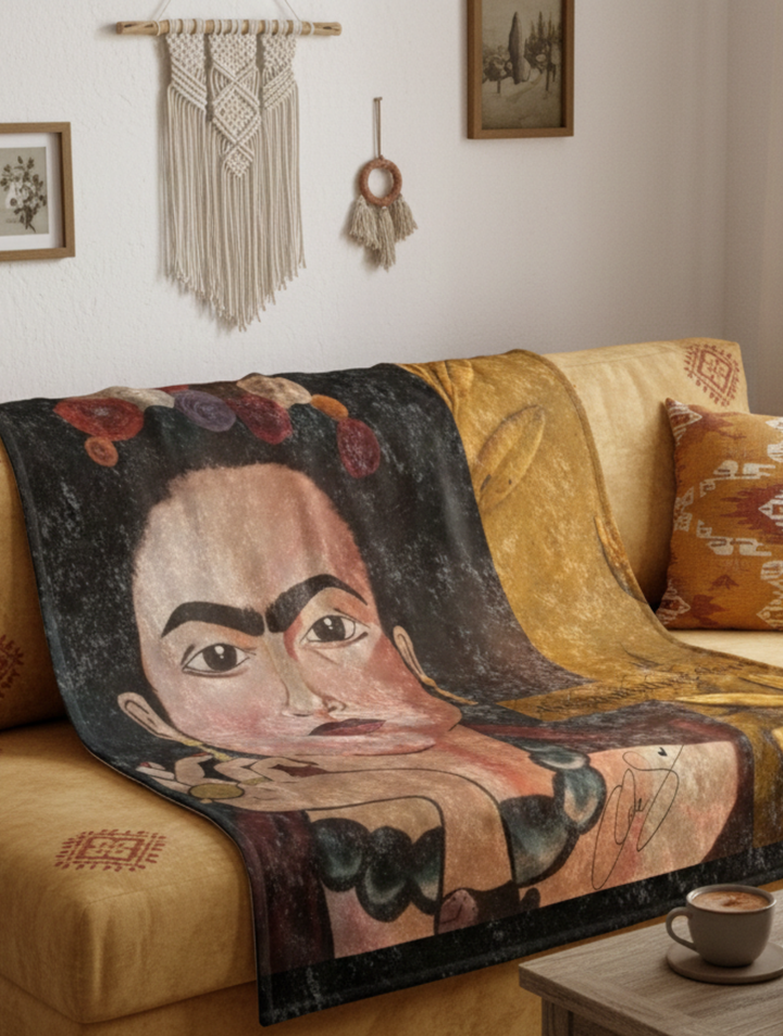 Frida by Aura – Eternal Marigold Crushed Velvet Blanket