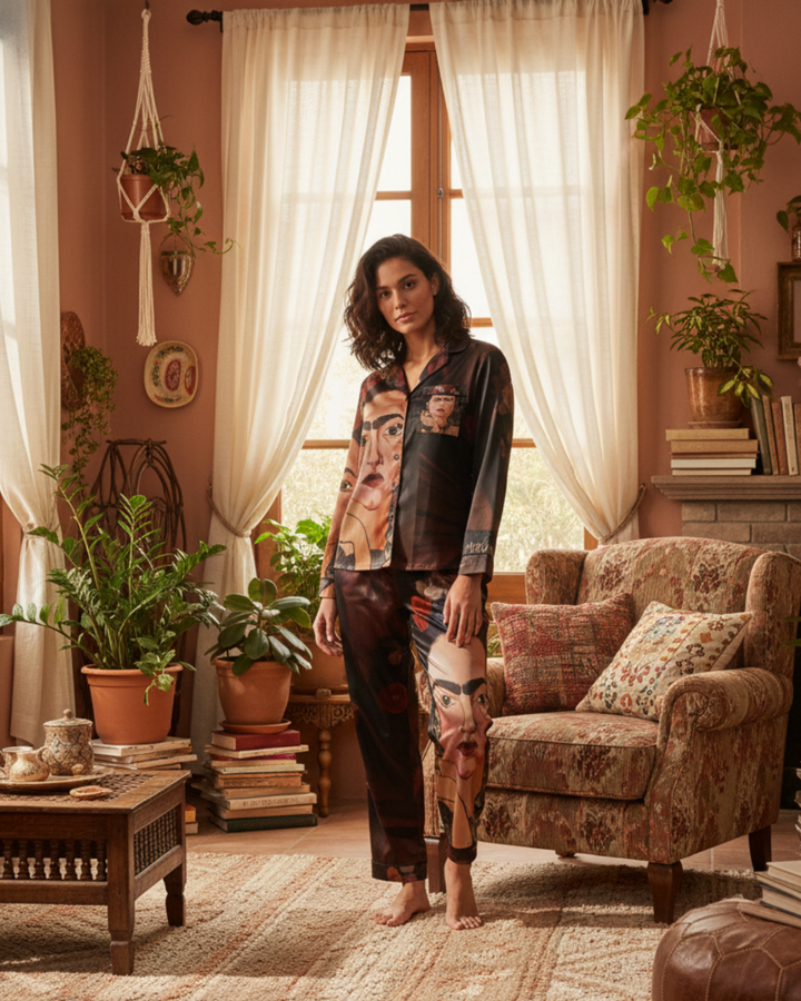 Frida by Aura – Midnight Muse Women’s Satin Pajama Set
