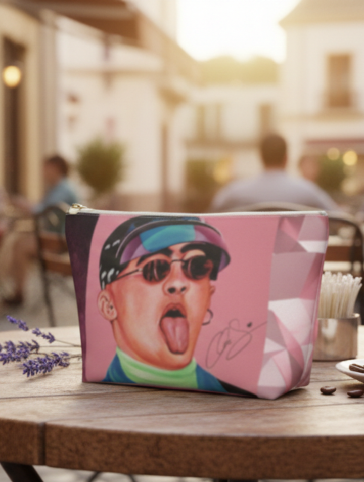 Signature Portrait - Mauve Suede Diamond Accessory Pouch w T-bottom (Inspired by Bad*Bunny)