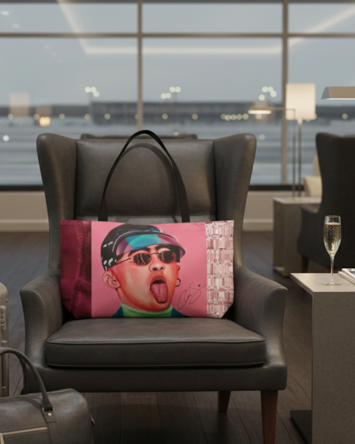 Signature Portrait - Pink Lace Diamond Weekender Bag (Inspired by Bad*Bunny)