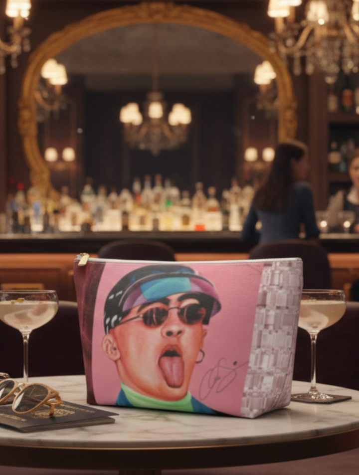 Signature Portrait - Pink Lace Diamond Accessory Pouch w T-bottom (Inspired by Bad*Bunny)