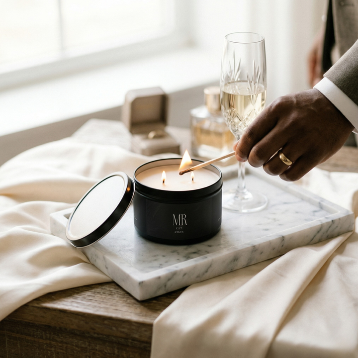 Midnight Union Groom Candle  —  Mr Est 2026 Spa Retreat Scent