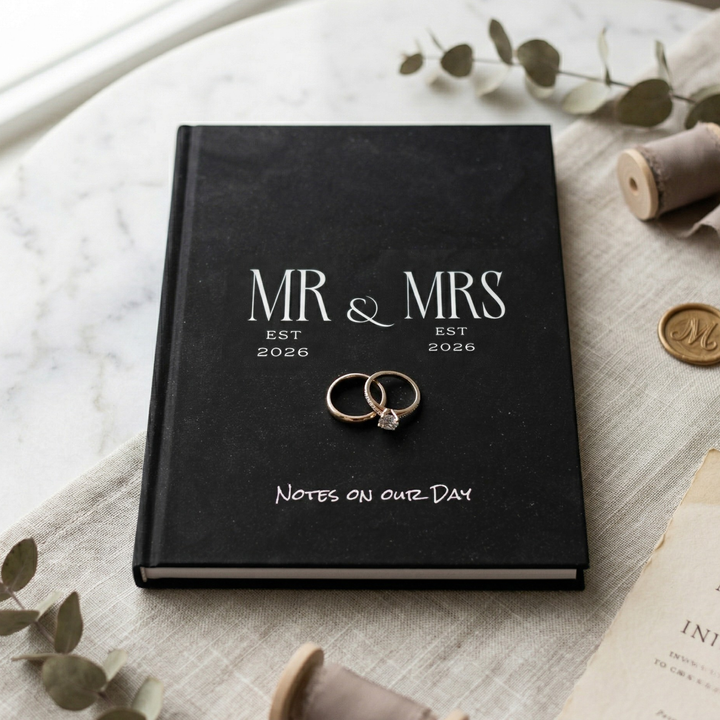 Midnight Union Wedding Journal  —  Mr & Mrs Est 2026 Keepsake Travel Notebook