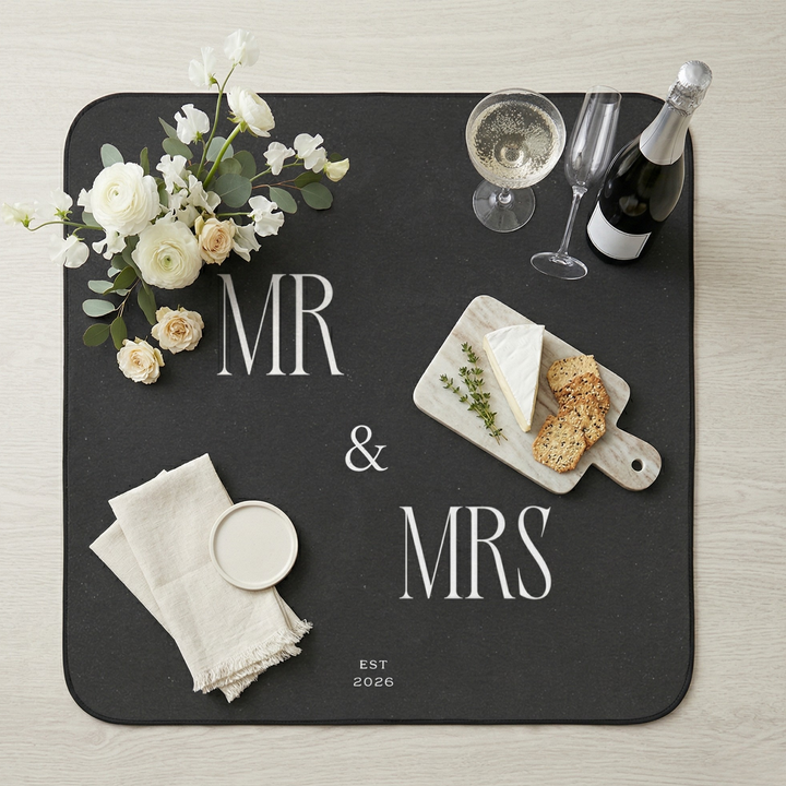 Midnight Union Picnic Blanket  —  Mr & Mrs Est 2026 Honeymoon & Wedding Gift
