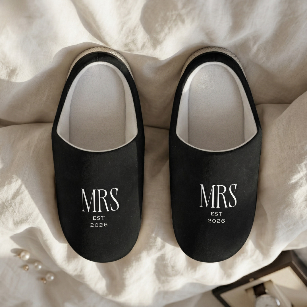 Midnight Union Bridal Indoor Slippers  —  Mrs Est 2026
