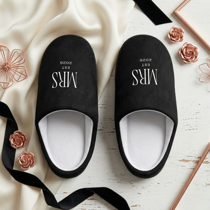 Midnight Union Bridal Indoor Slippers  —  Mrs Est 2026