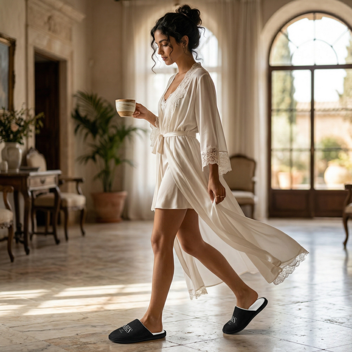 Midnight Union Bridal Indoor Slippers  —  Mrs Est 2026