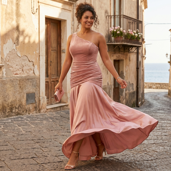 Petals & Promises Rose Reverie Ruched Bridesmaid Gown  —  Destination Wedding Dress
