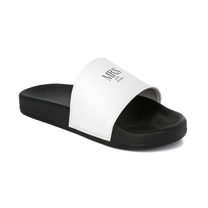 Pearl Union Bridal Slides  —  Mrs Est. 2026 Pool & Beach Sandals for Honeymoon & Travel