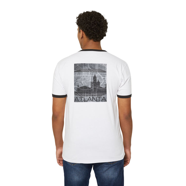 Atlanta Series, Blueprint Cityscape - Unisex Cotton Ringer T-Shirt