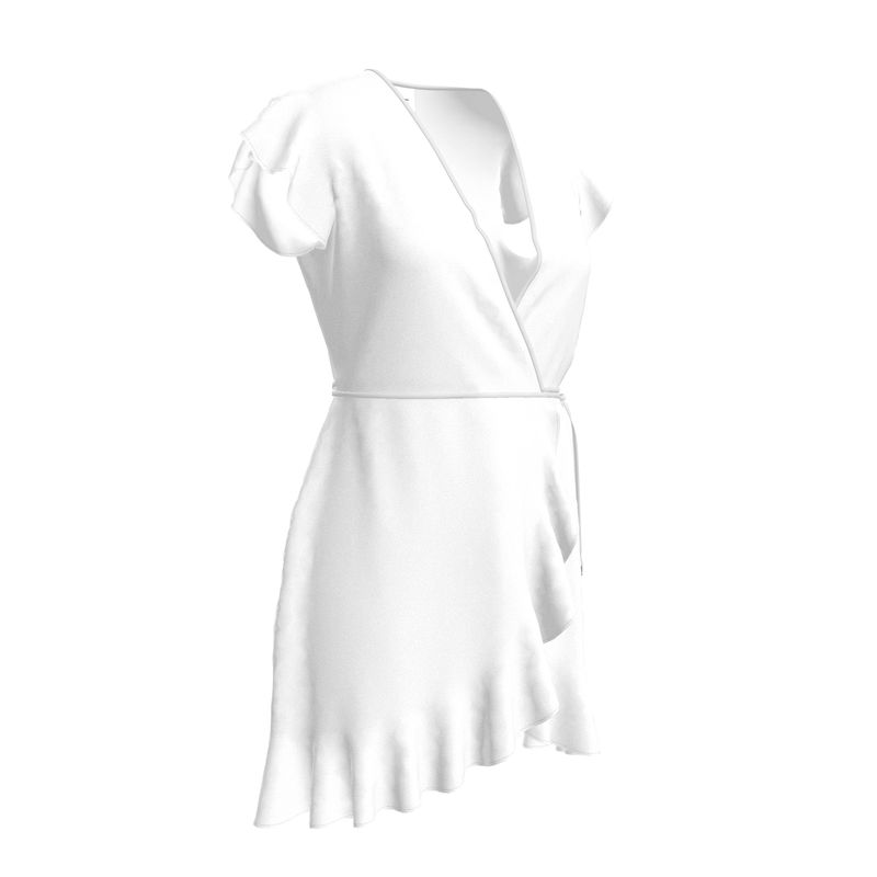 Pearl Union Bridal Satin Tea Dress  —  Romantic White Wrap Dress for Bridal Events & Honeymoon