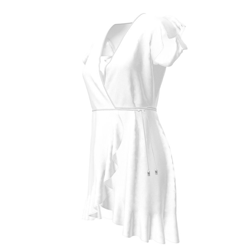 Pearl Union Bridal Satin Tea Dress  —  Romantic White Wrap Dress for Bridal Events & Honeymoon