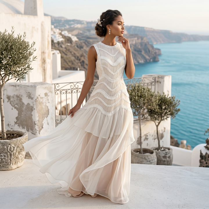 Pearl Union Celestine Veil Tiered Lace Bridal Dress