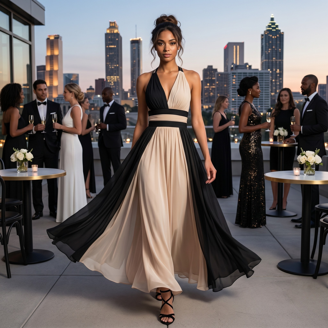 Midnight Champagne Reverie Maxi Dress