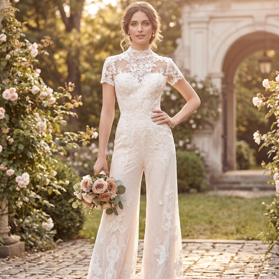 Pearl Union Ivory Whispering Meadow Lace Bridal Jumpsuit