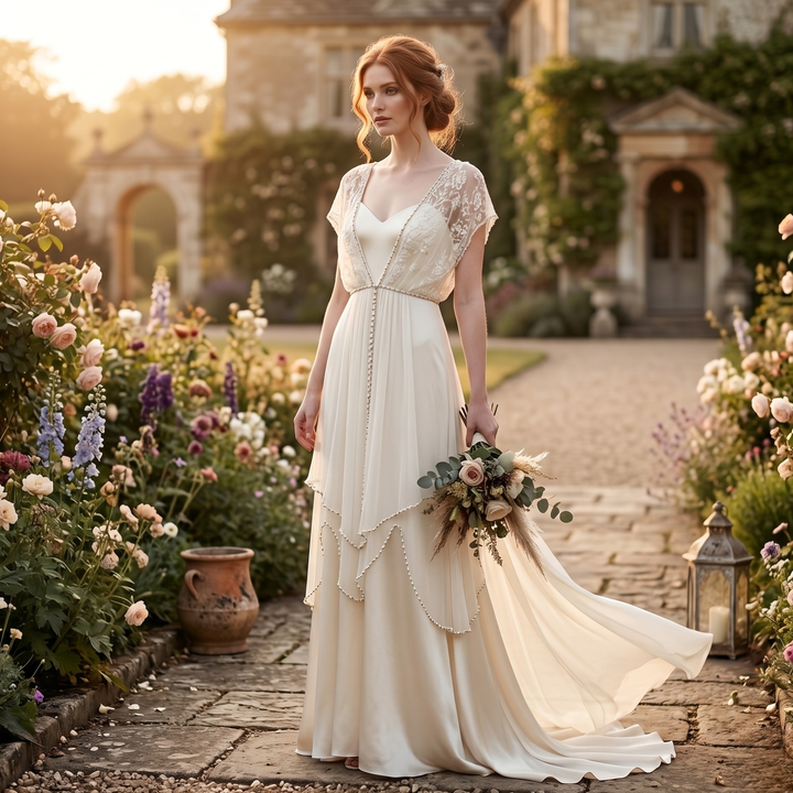 Pearl Union Willow Reverie Off-White Satin Garden Bridal Gown