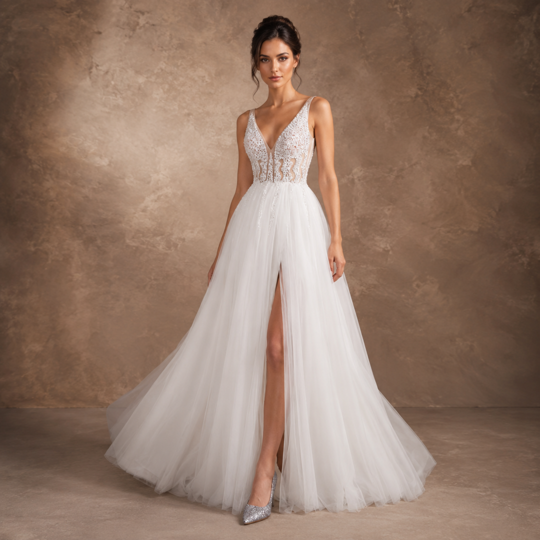 Pearl Union Crystal Skyline Beaded Bridal Gown