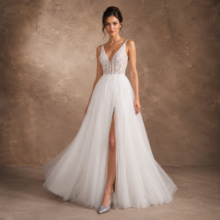 Pearl Union Crystal Skyline Beaded Bridal Gown