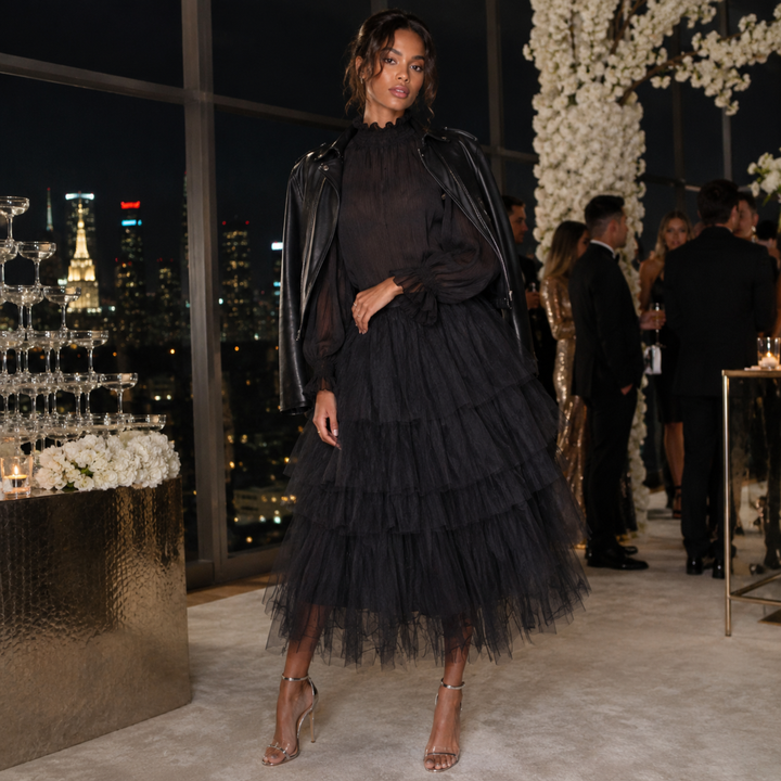 Midnight Reverie Tiered Tulle Skirt