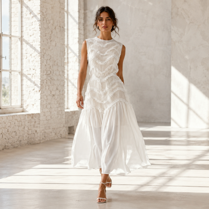 Pearl Union Celestine Veil Tiered Lace Bridal Dress