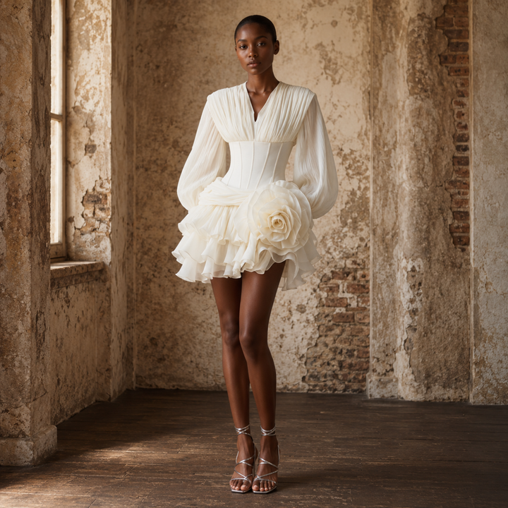 Ivory Étoile Couture Bridal Mini Dress