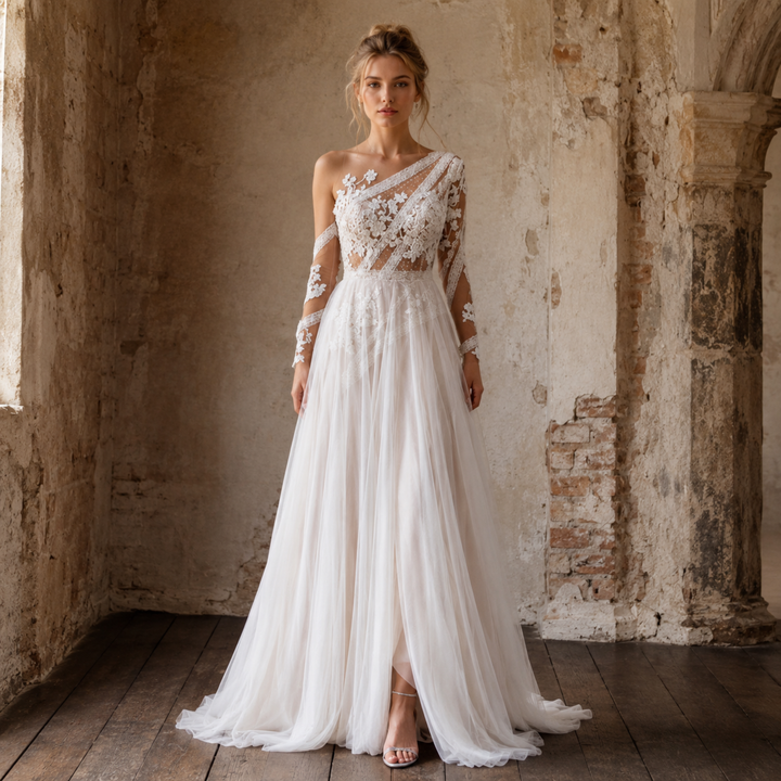 Amalfi Moonlight Lace Bridal Gown