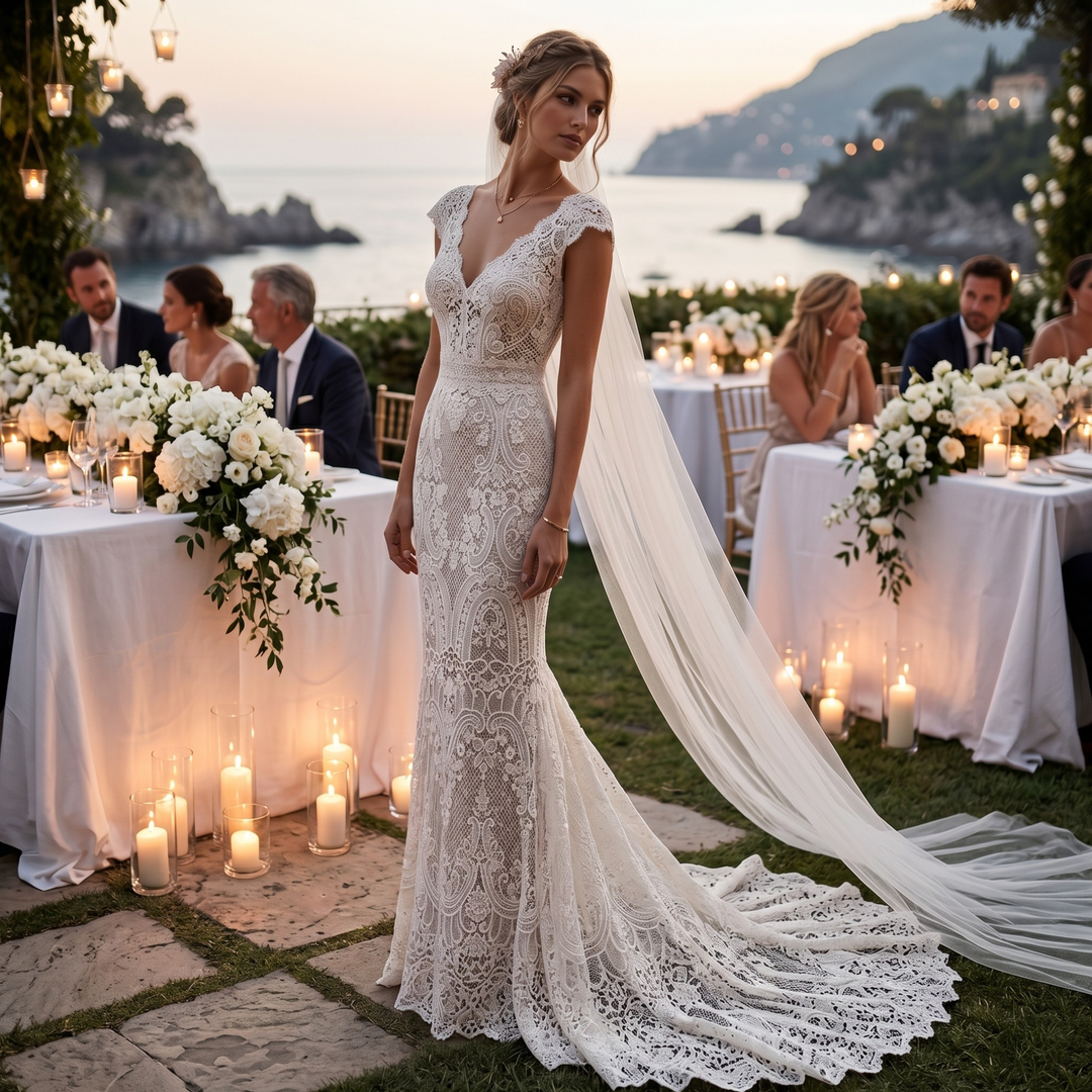 Pearl Union Tidewater Lace Mermaid Bridal Gown