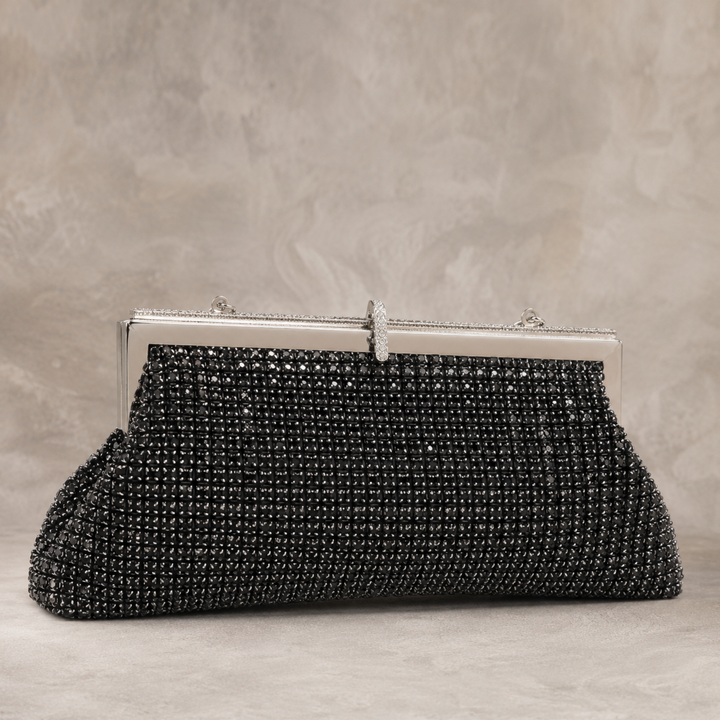 Midnight Noir Crystal Clutch – Black Tie Evening Bag