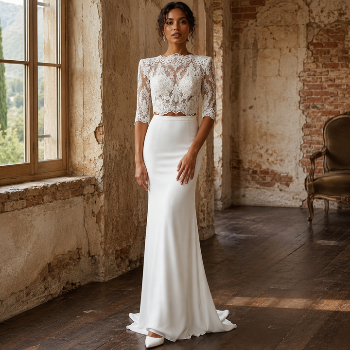 Pearl Union Verona Illusion Lace Mermaid Bridal Gown