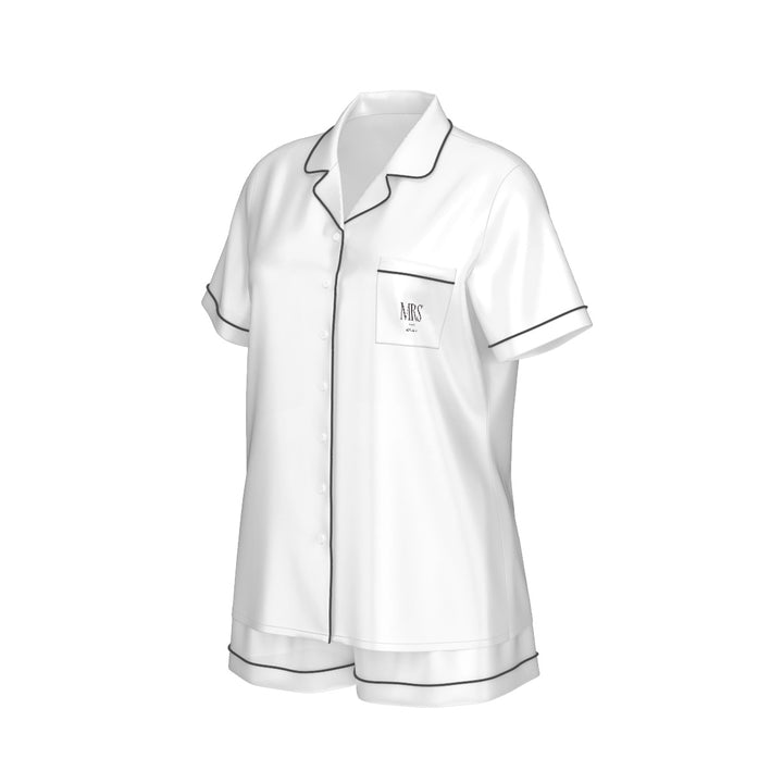 Pearl Union Mrs Est. 2026 White Satin Bridal Pajama Set  —  Wedding Morning Outfit