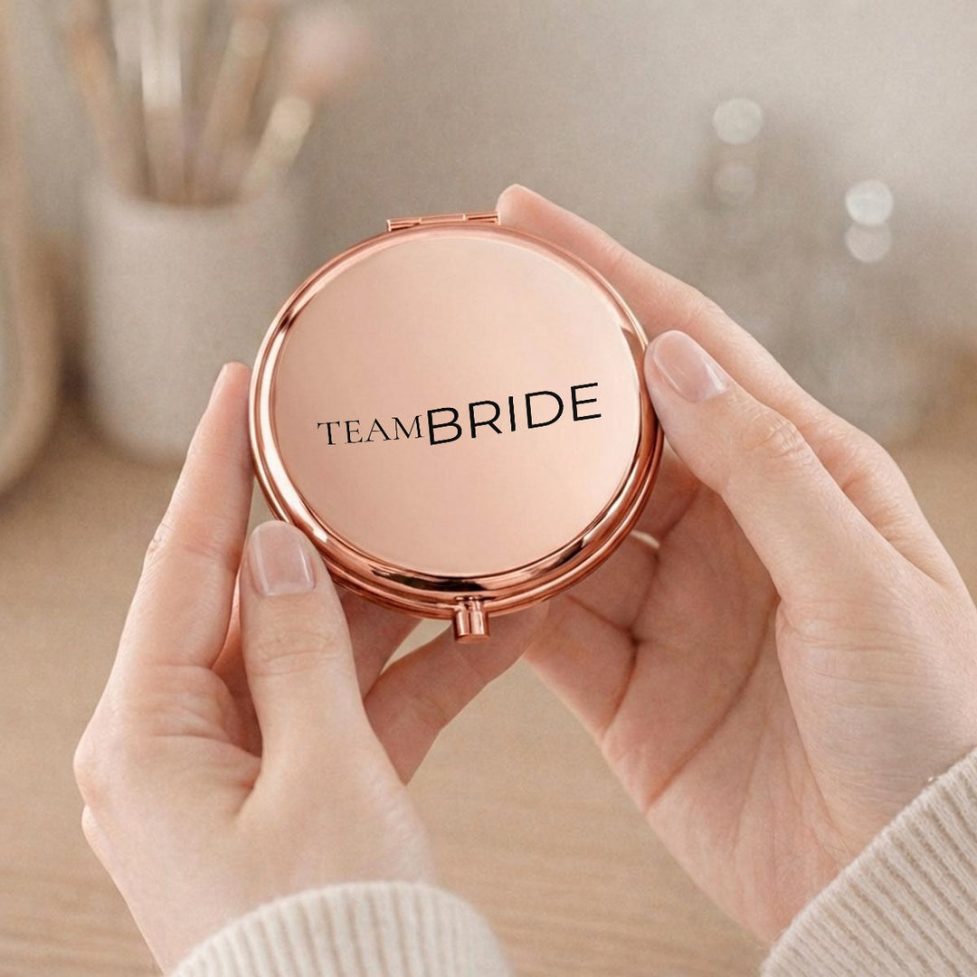 Bride’s Travel Team Rose Gold Compact Mirror