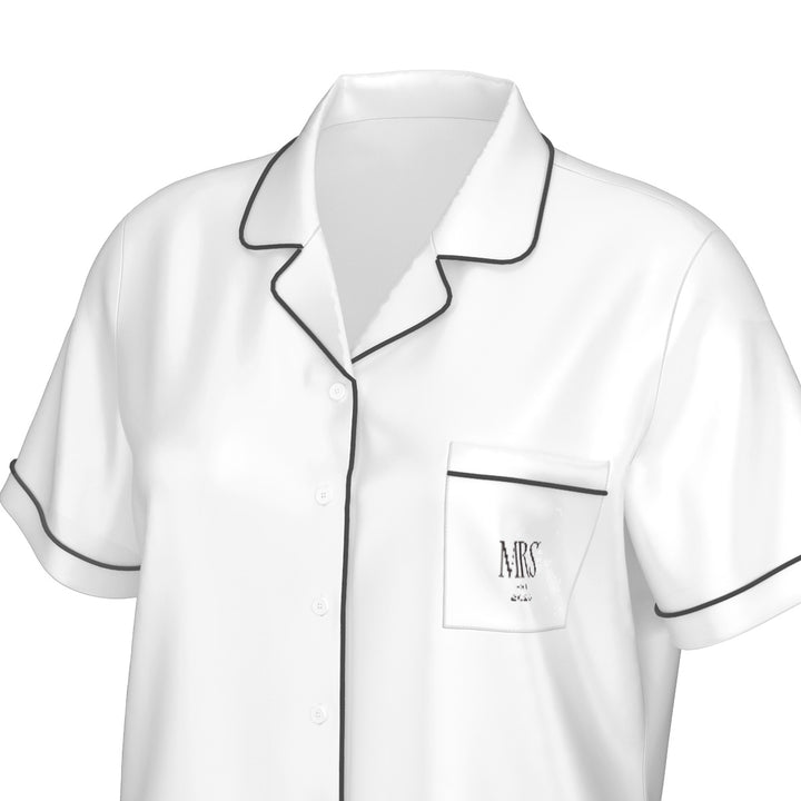 Pearl Union Mrs Est. 2026 White Satin Bridal Pajama Set  —  Wedding Morning Outfit