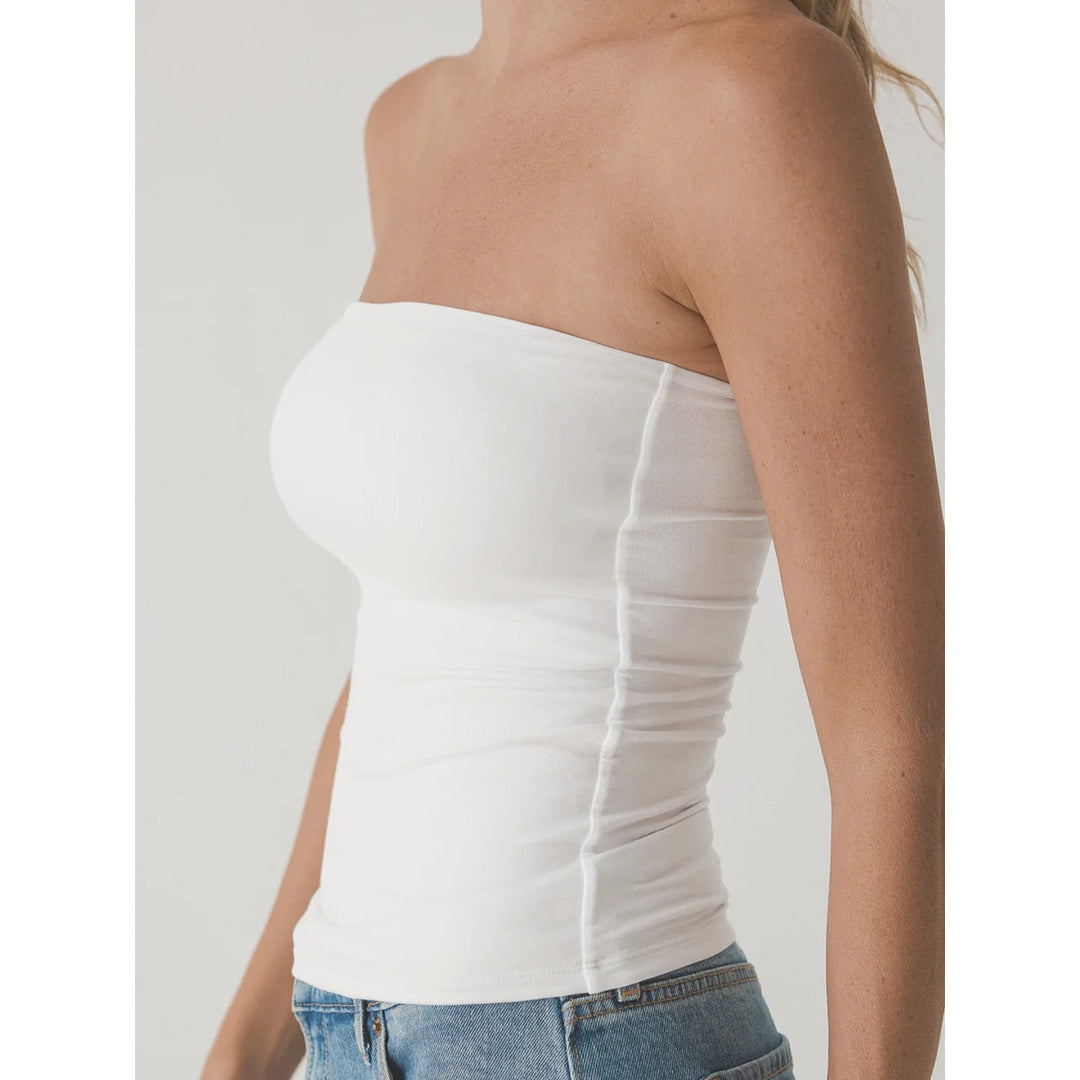 Pearl Union Strapless Tube Top  —  White Bridal Honeymoon & Travel Outfit